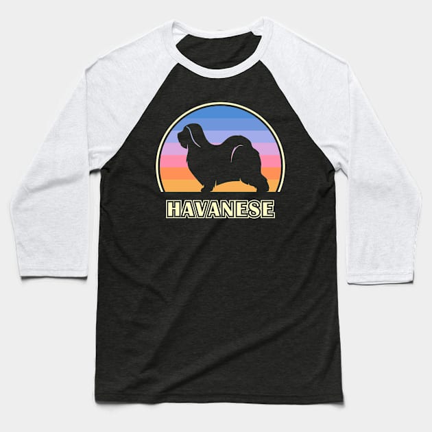 Havanese Vintage Sunset Dog Baseball T-Shirt by millersye